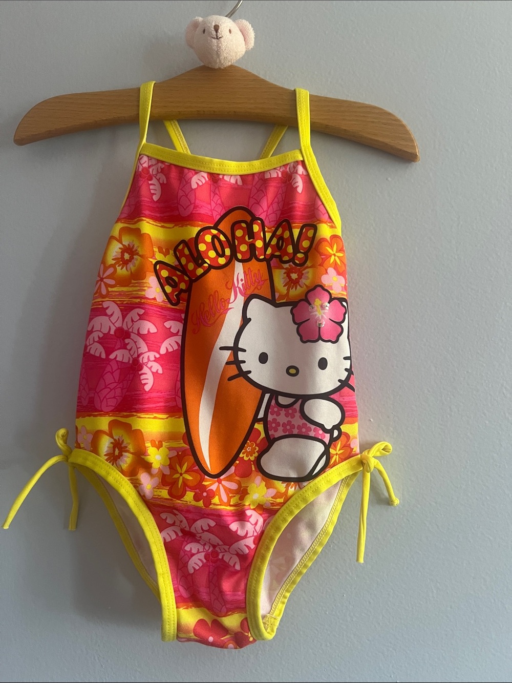 Hello Kitty Pink & Yellow Aloha One-Piece Swimsuit